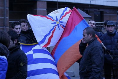 Joint Armenia, Assyrian and Greek protest in Moscow